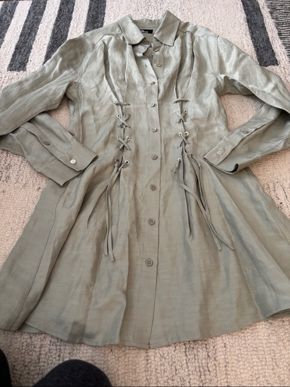 The Kooples Olive Green Lace-Up Mini Dress - Picture 4 of 9